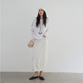 2025 Bow 「初秋」极简双层松紧针织宽松扭转垂褶气球半裙