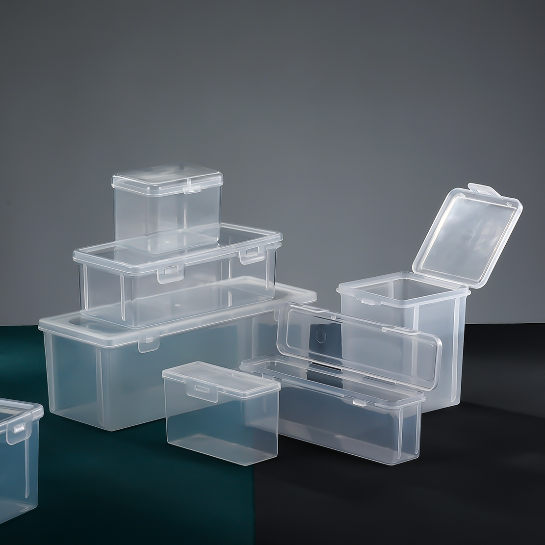 翻盖式空盒大容量透明收纳盒PP塑料盒储物盒家用文具零件整理盒子