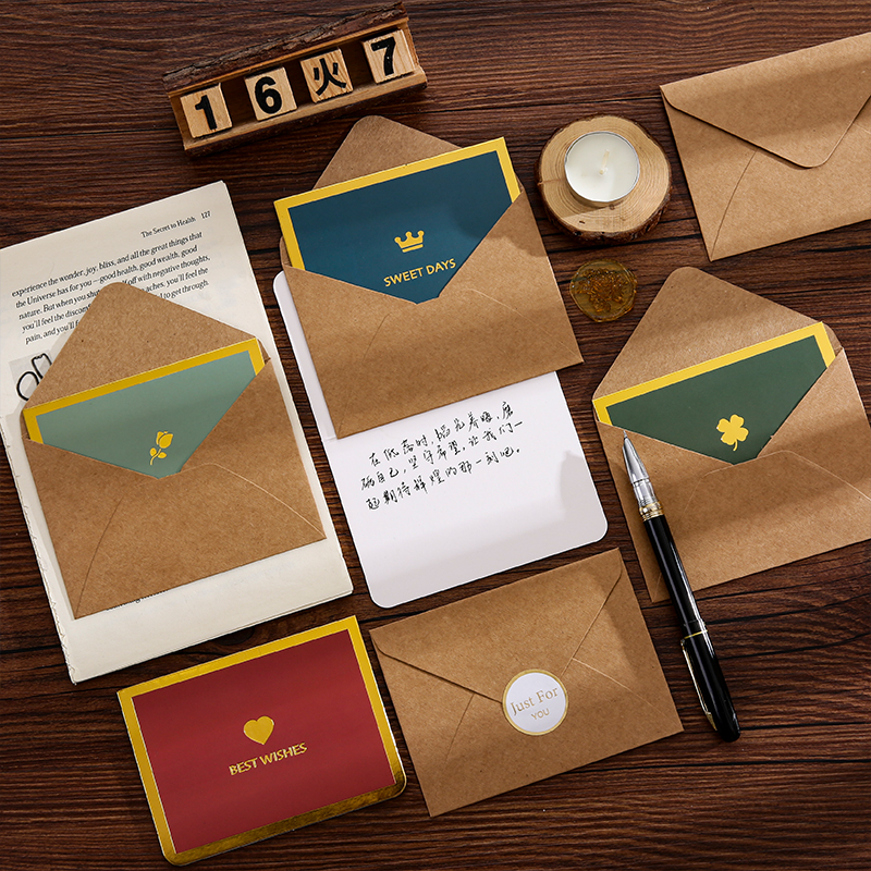 简约烫金高端贺卡空白手写小卡片