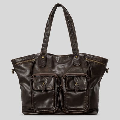 2025新款复古机车风多口袋托特包