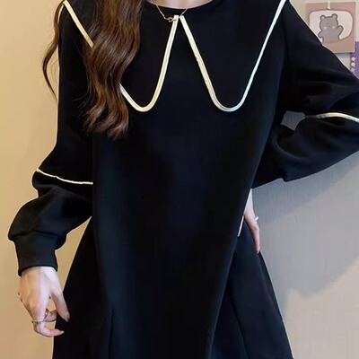 胖mm大码300斤加绒加厚宽松卫衣裙女冬气质高级感显瘦长袖连衣裙