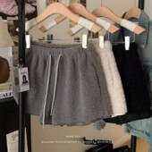 300斤羊羔毛休闲短裤 女2026新款 加厚毛茸茸阔腿裤 胖mm大码 热裤 潮