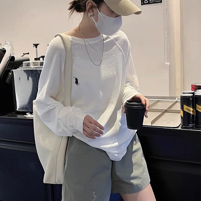 特大码300斤韩系就休闲简约圆领白色长袖t恤女秋冬款宽松打底上衣