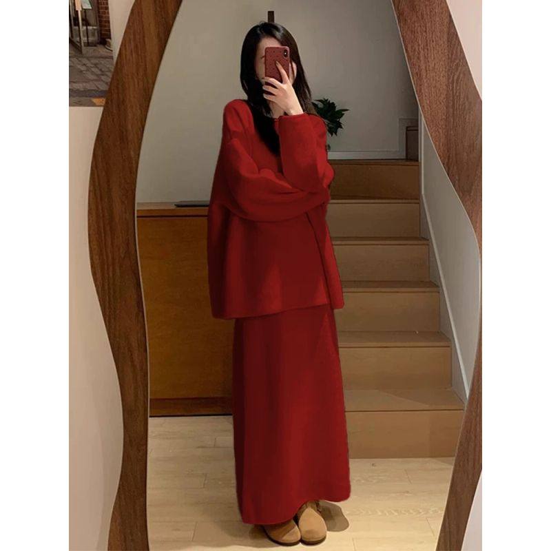 胖MM韩系轻熟风新年战袍套装女300斤2026新款长袖半身裙两件套装,女装/女士精品,时尚套装,淘宝优惠券,粉丝福利购,淘宝优惠卷