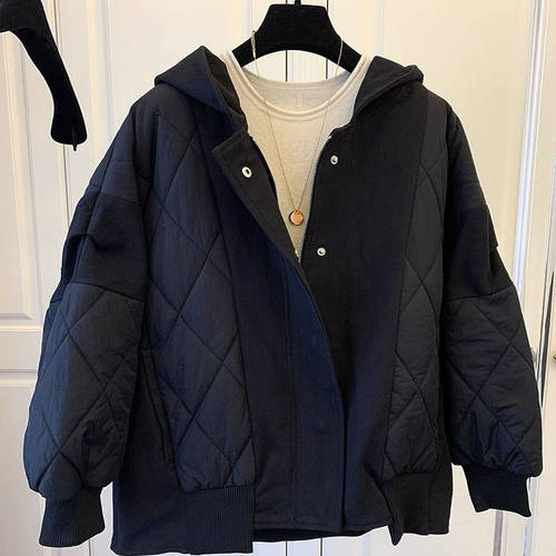 特大码300斤时尚菱格面包服棉衣男女秋冬款洋气加厚宽松保暖外套