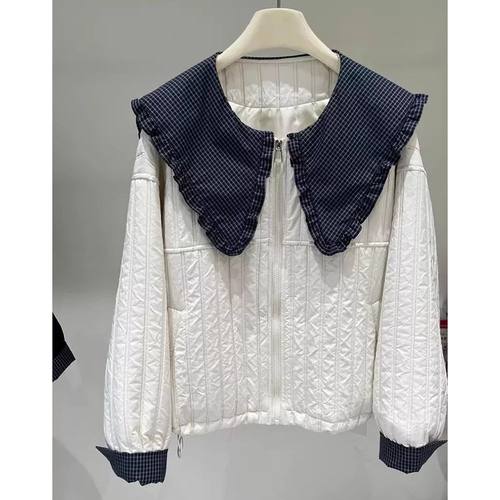 胖mm特大码300斤减龄娃娃领棉服外套女秋冬宽松时尚洋气长袖上衣