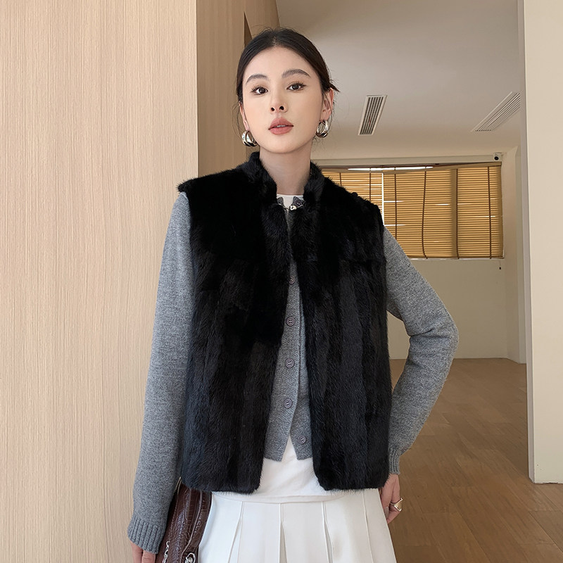 双面穿国风水貂毛皮草马甲2026年冬季新款时尚秋冬背心貂皮外套女