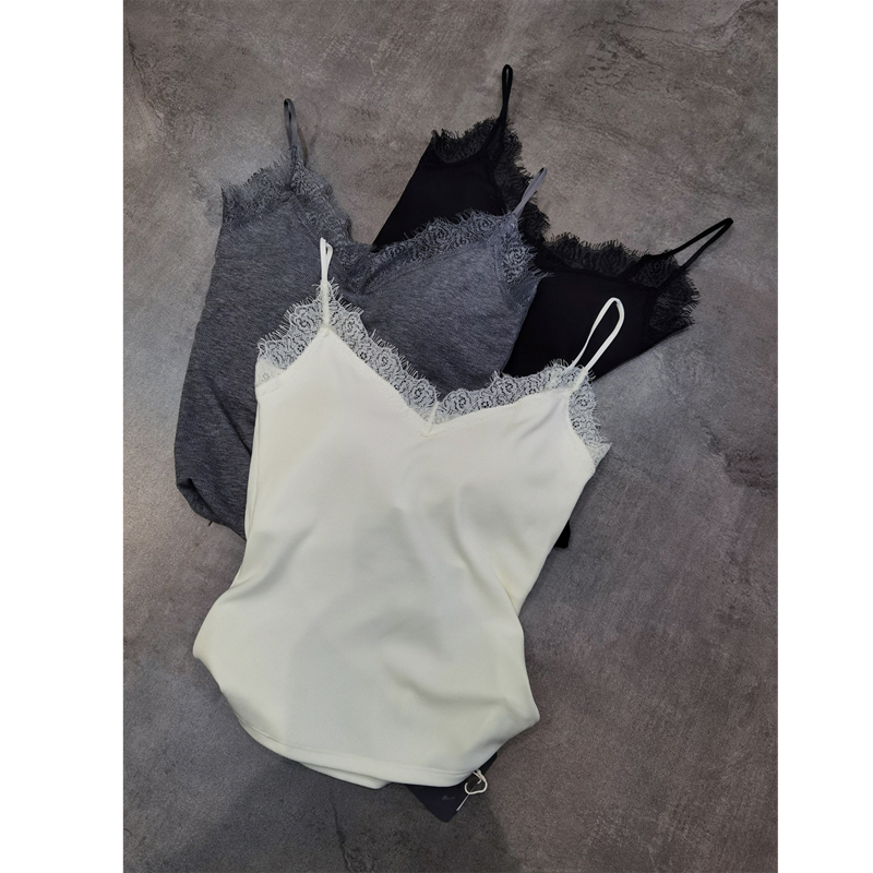 秋冬睫毛蕾丝V领带胸垫吊带