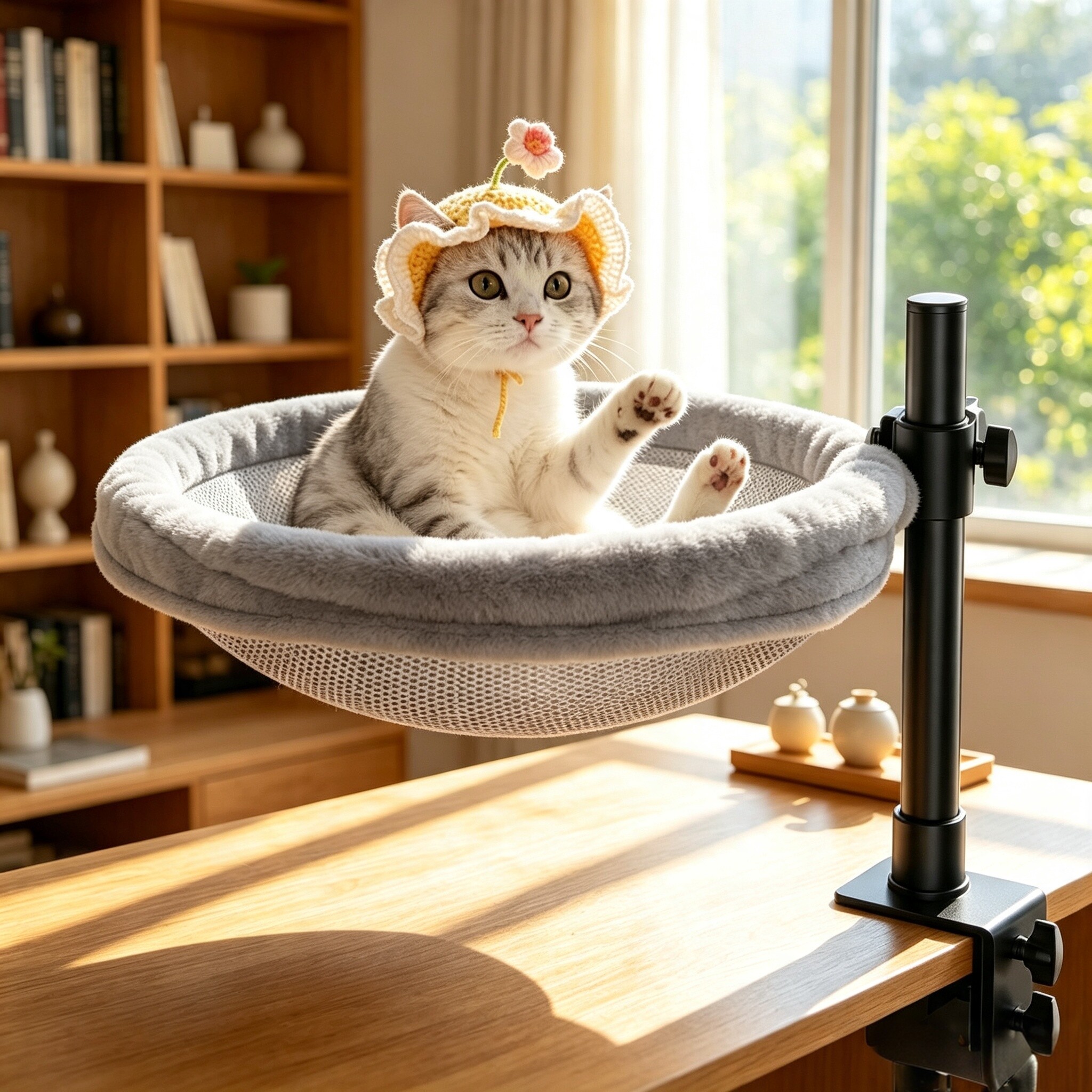 书桌桌面猫吊床四季可水洗透气图片