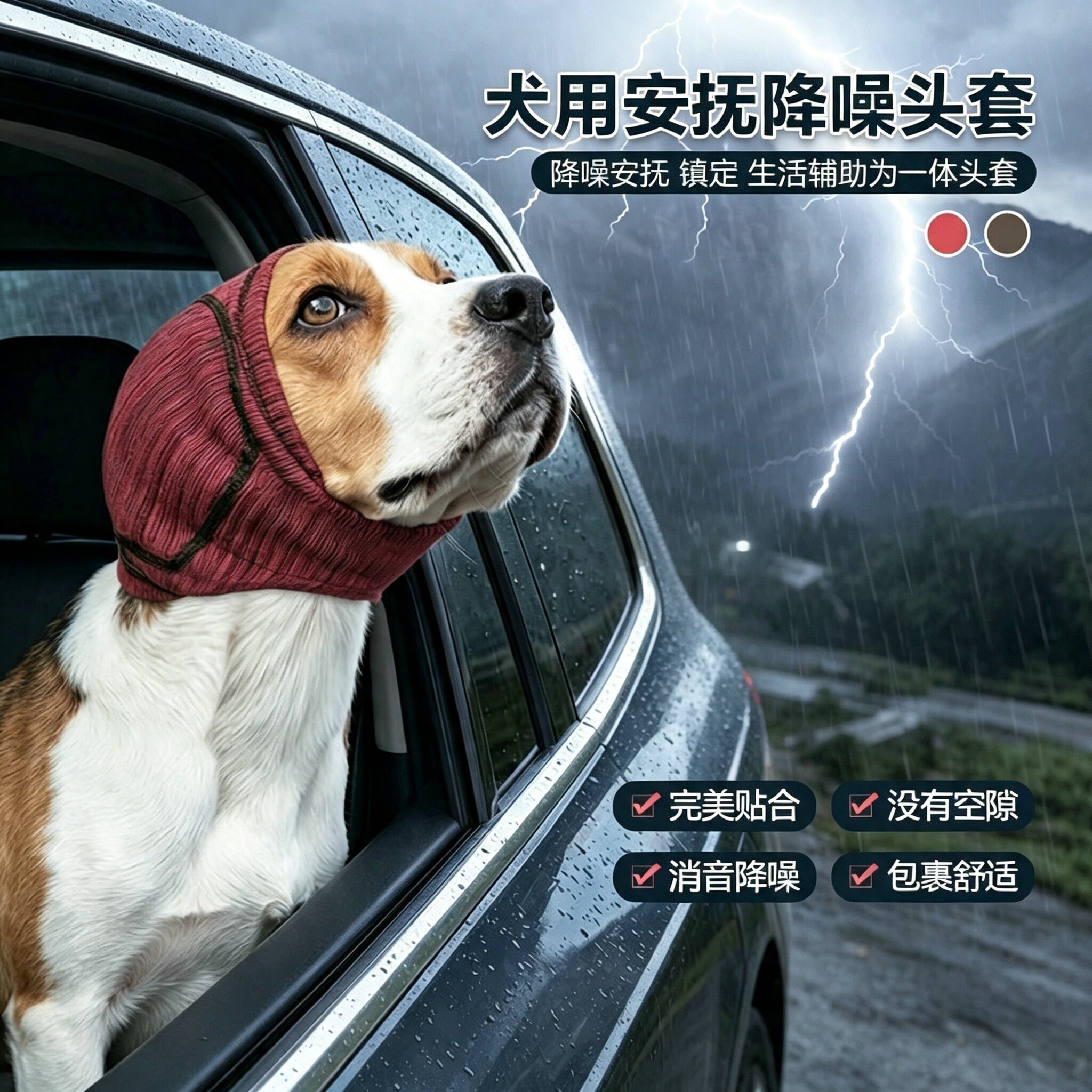 夏季狗狗防雷降噪防水头套图片