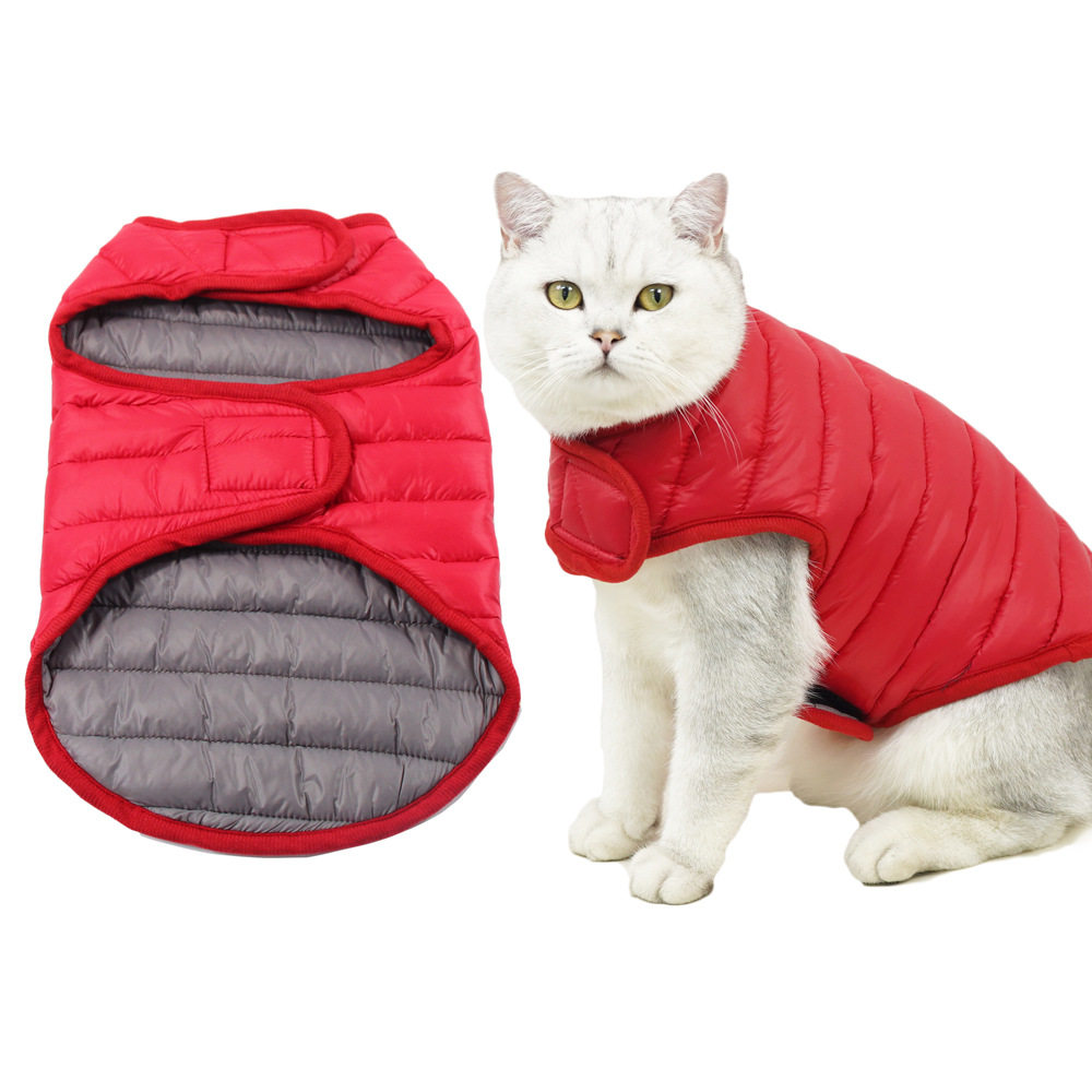 猫咪冬天衣服羽绒棉马甲背心2024新款降温保暖柯基金毛柴犬德文