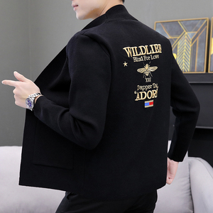 78361-P60开衫毛衣男士2021春秋季针织衫潮流修身薄款休闲外套图片