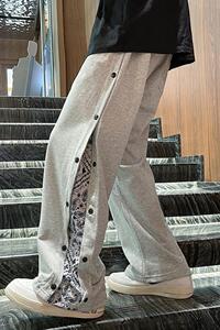 现货DK712-P50排扣卫裤男港风潮牌宽松学生韩版bf风拼接嘻哈休闲图片