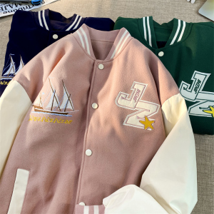 JK27-P75美式高街棒球服外套男春秋季潮牌潮流ins宽松港风夹克图片