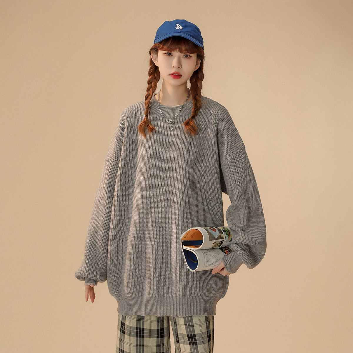 M869-P55简约纯色圆领毛衣男2022秋冬新款港风情侣打底针织衫，男装针织衫/毛衣，电商D310（原电商305）