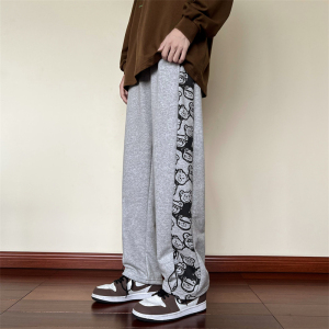 K886-P50男裤子设计感小众宽松直筒束脚休闲韩版潮流百搭运动卫裤