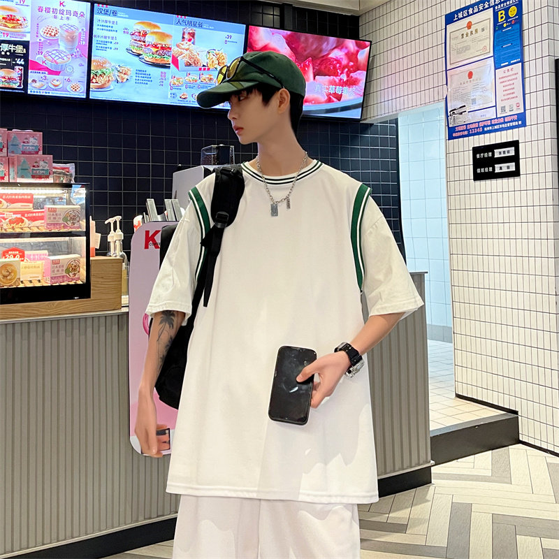 现货现货TZ01-P40篮球服套装女生假两件宽松球衣男比赛队服运,男装T恤,电商D310（原电商305）