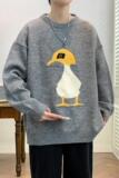 83931-P55毛衣男冬季加厚圆领青少年学生小鸭子宽松大码慵懒风，男装针织衫/毛衣，电商D310（原电商305）