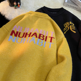 M905-P55圆领毛衣男秋冬新款百搭字母印花打底针织衫男女港风宽松，男装针织衫/毛衣，电商D310（原电商305）
