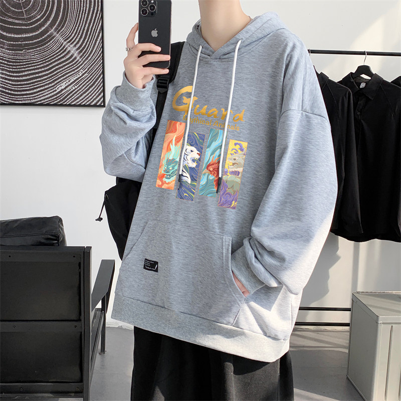 W982-P38港风少年感连帽卫衣男vibe潮牌宽松字母印花休闲外套秋,男装卫衣,电商D310（原电商305）