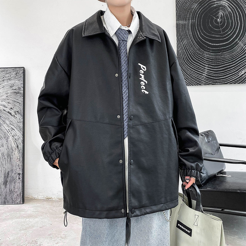 JK287-P100飞行员皮衣外套男春秋季ins潮牌痞帅炸街港风机车皮夹图片