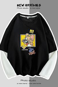8523-P45卡通印花卫衣男韩版潮流套头宽松休闲港风外套情侣班服图片