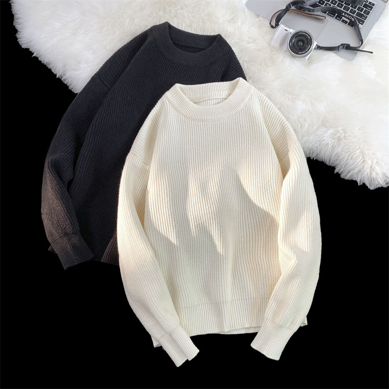 M869-P55毛衣男外套秋冬港风情侣ins纯色宽松慵懒圆领针织衫，男装针织衫/毛衣，电商D310（原电商305）