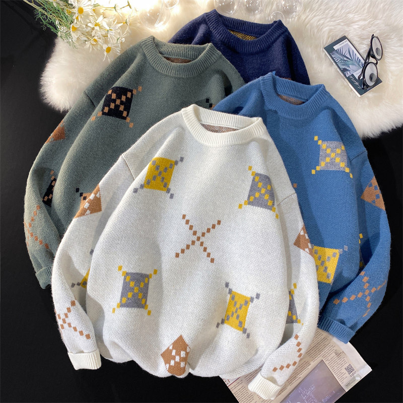 86814-P65男士冬季宽松休闲圆领套头打底针织衫韩版潮流ins港风，男装针织衫/毛衣，电商D310（原电商305）