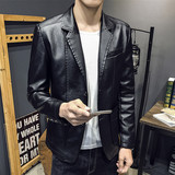 X812-P85韩版修身皮衣男士商务休闲西装皮外套春秋薄款修身夹克男，男装皮衣，电商D310（原电商305）