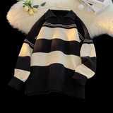 2602-P58学院经典条纹针织衫女2023秋季新款清爽POLO领毛衣，男装针织衫/毛衣，电商D310（原电商305）