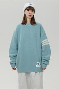 M890-P55美式复古套头毛衣男秋冬加厚宽松百搭纯色情侣打底衫,法式气质白色连衣裙搭配包图片
