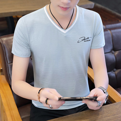 Summer new round neck short sleeve t-shirt men's trend loose base shirt