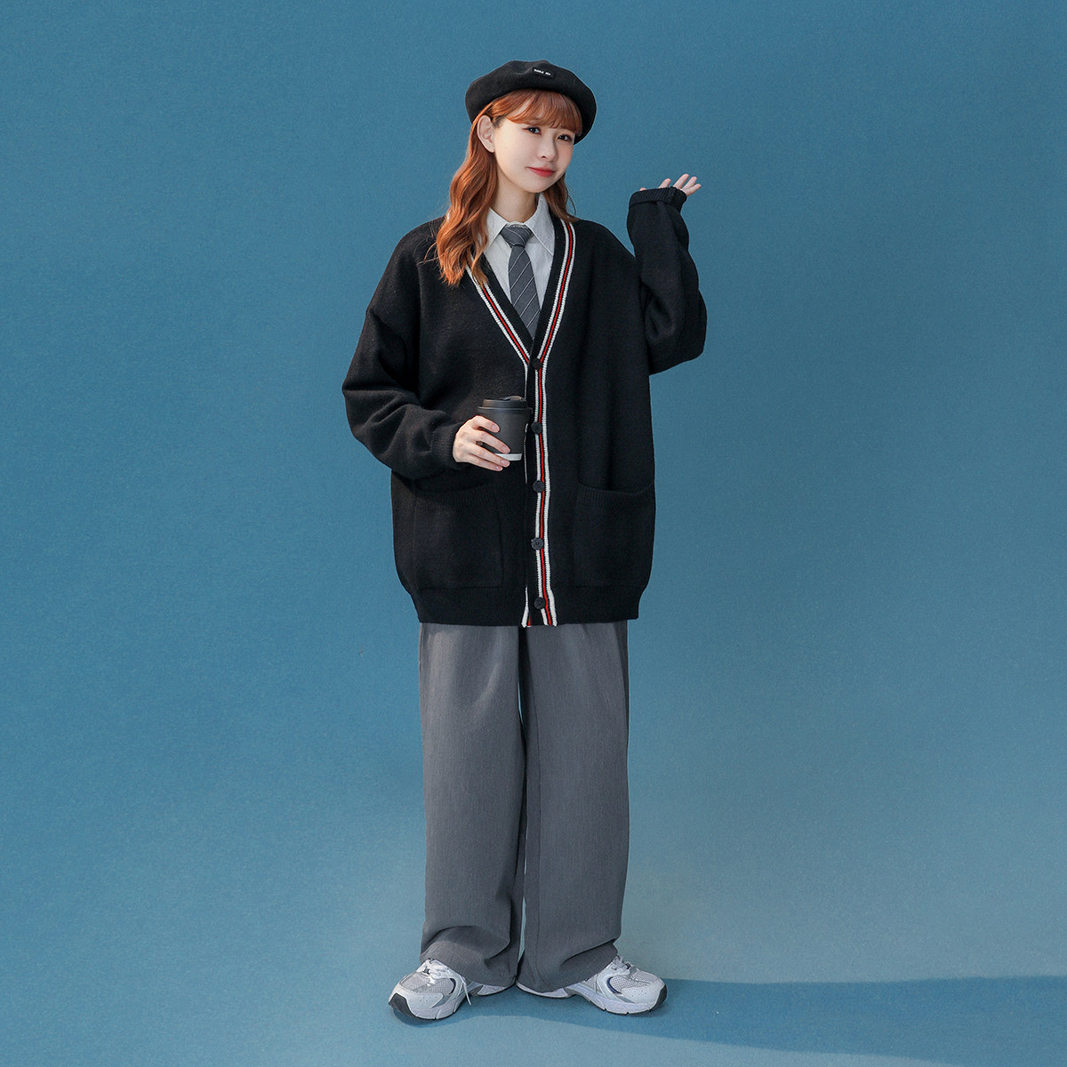 M093-P65毛衣男秋冬季潮牌情侣针织衫港风宽松休闲开衫外套，男装针织衫/毛衣，电商D310（原电商305）