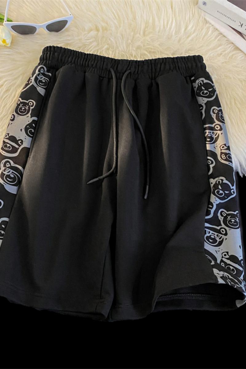K060-P33小熊港风潮流纯色短裤男女夏季新款运动休闲跑步中裤,男装休闲裤,电商D310（原电商305）