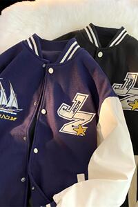 JK27-P75美式高街棒球服外套男春秋季潮牌潮流ins宽松港风夹克图片