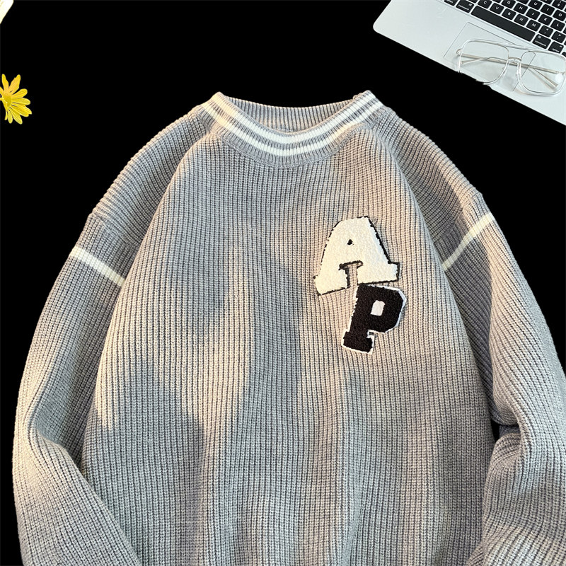 M817-P55毛衣设计高级感针织衫男冬季加厚高街潮流宽松慵懒风外套，男装针织衫/毛衣，电商D310（原电商305）