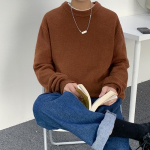 M701-P43纯色毛衣男士秋冬季外套休闲宽松针织衫情侣港风男装图片