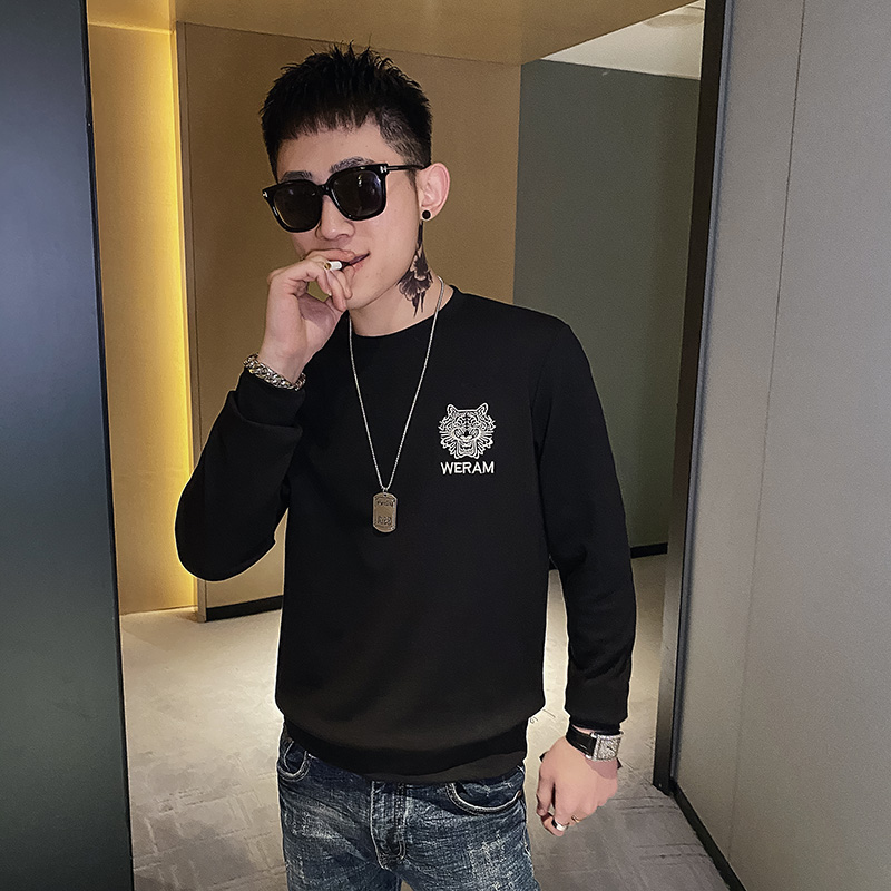 男嘻哈修身網紅潮牌百搭衛衣社會小伙潮流長袖恤
