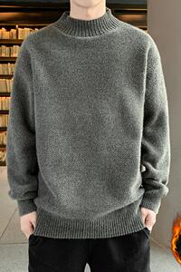 99101-P65毛衣男士半高领针织韩版潮流加绒加厚个性宽松打底衫男图片