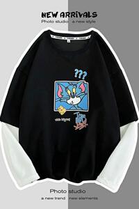 8523-P45卡通印花卫衣男韩版潮流套头宽松休闲港风外套情侣班服图片