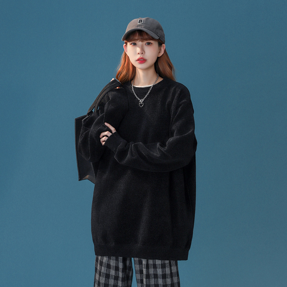 M860-P45纯色打底毛衣男bf港风男女通穿针织衫宽松慵懒线衣，男装针织衫/毛衣，电商D310（原电商305）