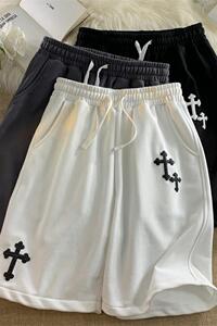 52228-P38港风短裤运动休闲裤男女夏季新款宽松直筒情侣五分裤图片