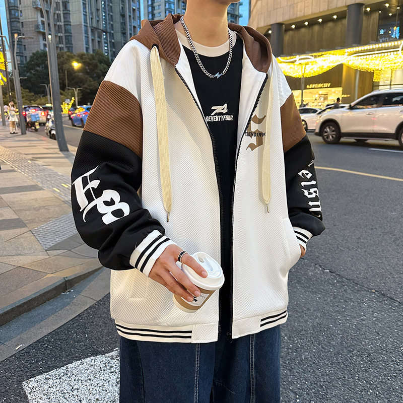 83096-P75春秋季新款青少年连帽外套帅气大童学生男孩休闲夹克图片