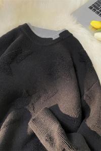 68274-P68情侣款星星毛衣秋冬季复古宽松休闲美式针织衫男女装图片