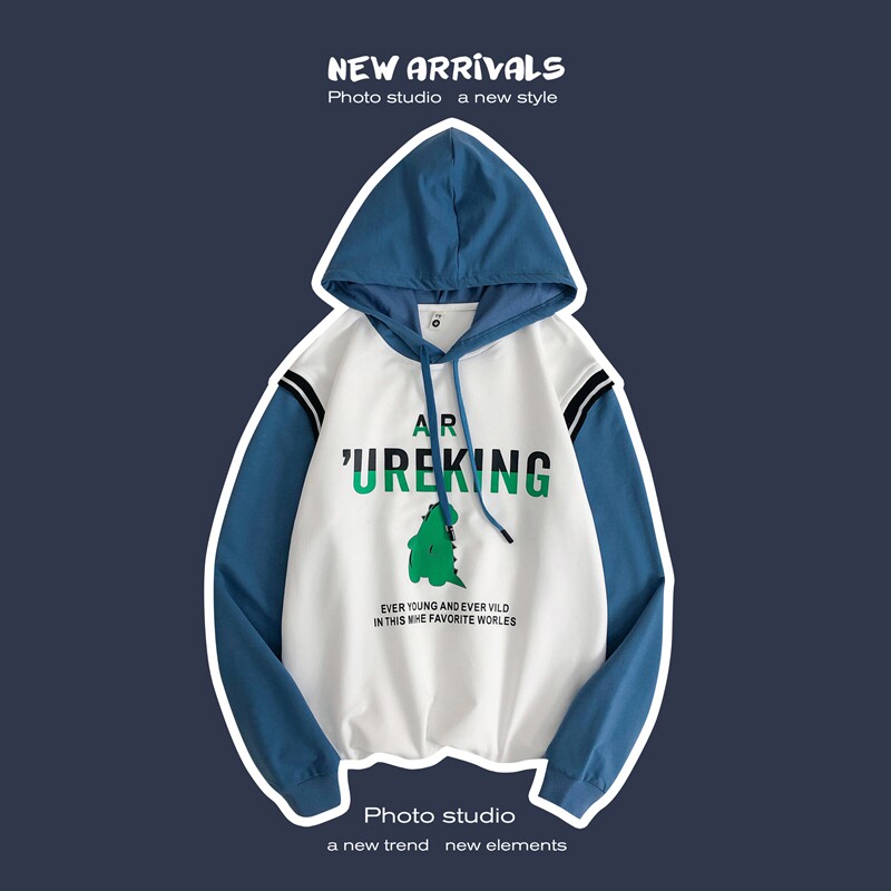 8266-P58男士港风卫衣连帽上衣服宽松2021新款ins春季外套潮,男装卫衣,电商D310（原电商305）