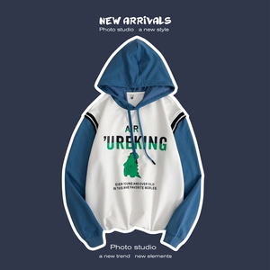 8266-P58男士港风卫衣连帽上衣服宽松2021新款ins春季外套潮
