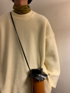 M869-P55潮流学生纯色针织衫港风百搭圆领毛衣男ins宽松线衣外套图片