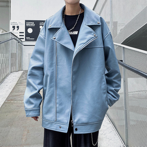 JK282-P100机车皮衣男春秋款潮ins宽松港风外套炸街美式复古夹克图片