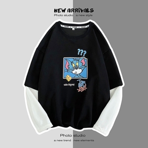 8523-P45卡通印花卫衣男韩版潮流套头宽松休闲港风外套情侣班服图片