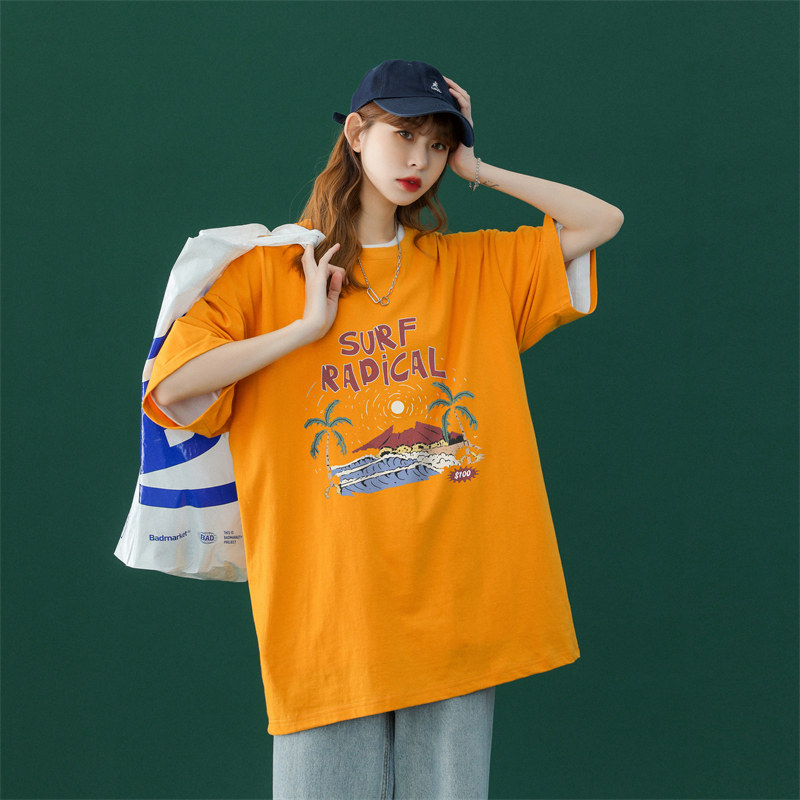 T801-P25ins短袖t恤男夏季衣服潮牌小雏菊港风宽松潮流情侣装图片